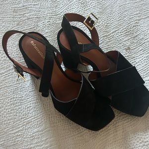 Reformation Suede Myradia Black Platform Sandals NWOT
